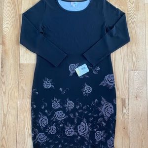 LuLaRoe 3XL Black Floral Dipped Debbie Dress